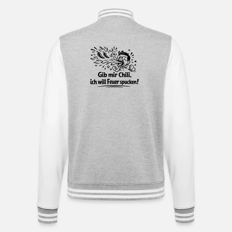 Cracher du feu Mangeant du chili - Veste Teddy - gris chiné / blanc