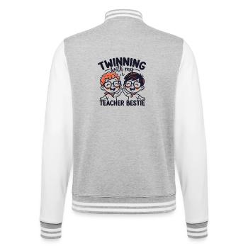 Partnerschaft mit meiner Lehrer-Bestie - College-Sweatjacke - Grau meliert/Weiß - Hinten - Marisol (170cm)