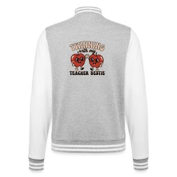 Partnerschaft mit meiner besten Lehrerin - College-Sweatjacke - Grau meliert/Weiß - Hinten - Marisol (170cm)