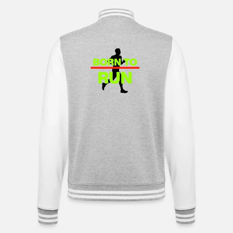 NÉS POUR COURIR ! MARATHON, COURSE, JOGGING - Veste Teddy - gris chiné / blanc
