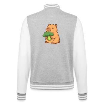 Capybara au brocoli – détendu et mignon - Veste Teddy - gris chiné / blanc - Dos - Marisol (170cm)