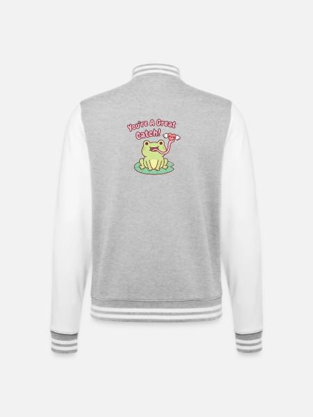 Cute Frog Catches Heart You Are A Great Catch - College Sweat Jacket - heather grey/white