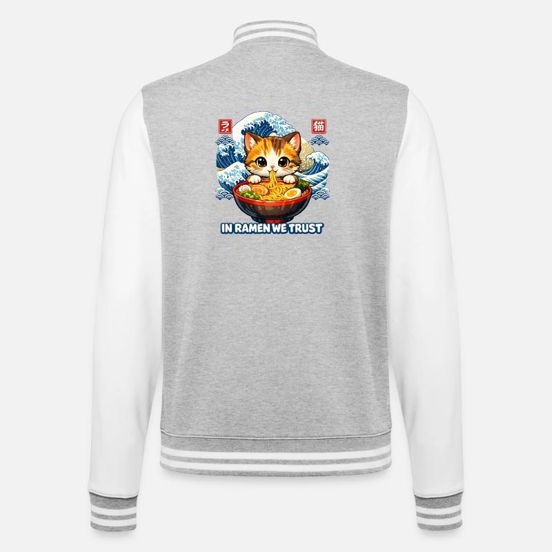In Ramen We Trust Cat - College Sweat Jacket - heather grey/white