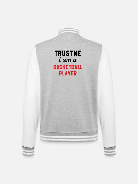 Vertrau mir, ich bin Basketballspieler - College-Sweatjacke - Grau meliert/Weiß