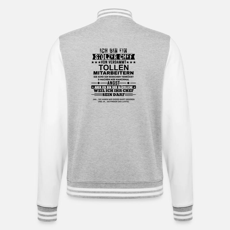 Stolzer Chef von tollen Mitarbeitern Geschenk - College-Sweatjacke - Grau meliert/Weiß