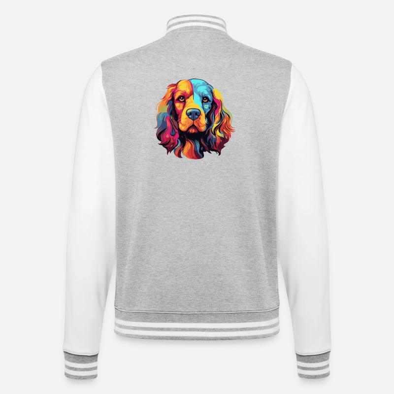 Farbenfroher Hund Pop Art - College-Sweatjacke - Grau meliert/Weiß