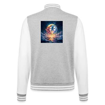 Lunare Dualität in der Liebe - College-Sweatjacke - Grau meliert/Weiß - Hinten - Marisol (170cm)