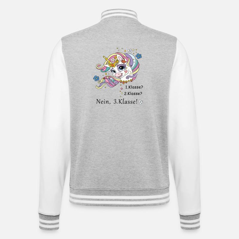 Schulkind 3.Klasse - College-Sweatjacke - Grau meliert/Weiß