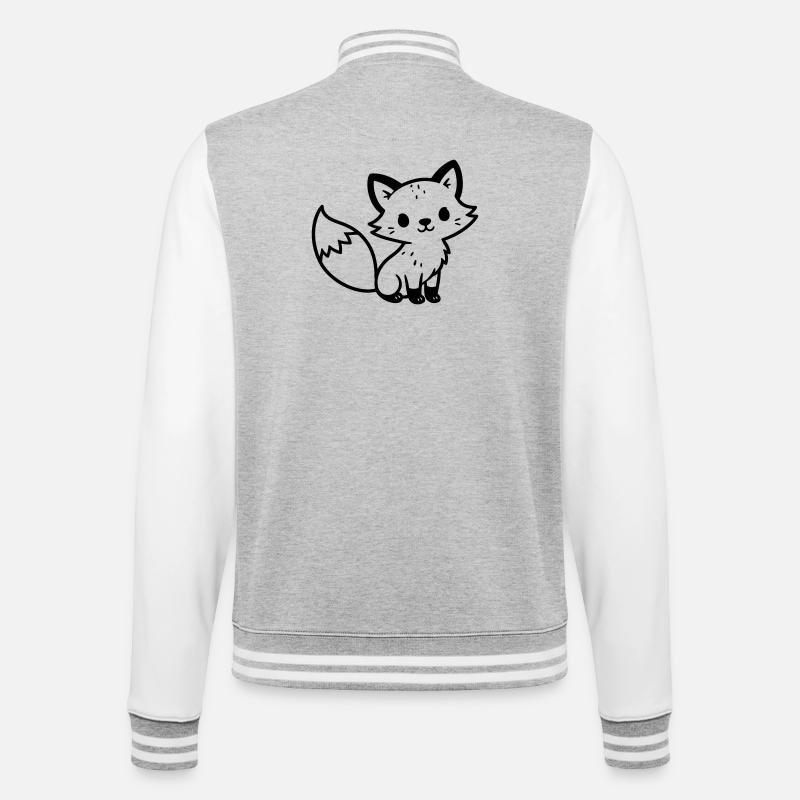 Fuchs Niedlich - College-Sweatjacke - Grau meliert/Weiß