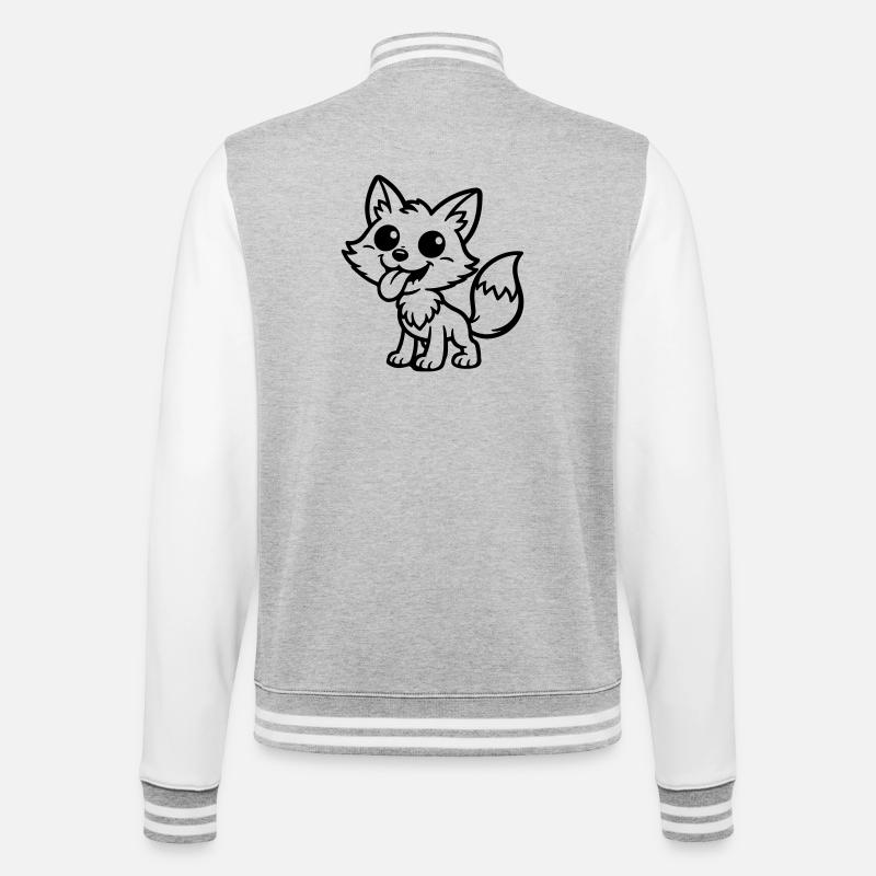 Fuchs Comic Lustig - College-Sweatjacke - Grau meliert/Weiß