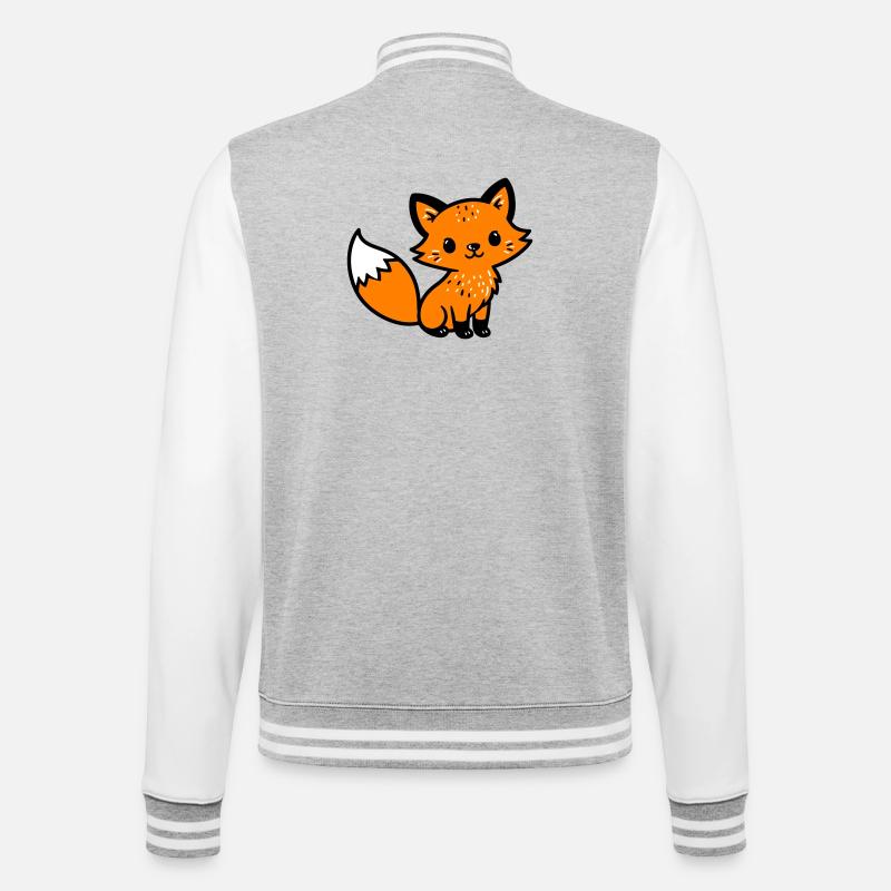 Fox Cute Comic - Veste Teddy - gris chiné / blanc