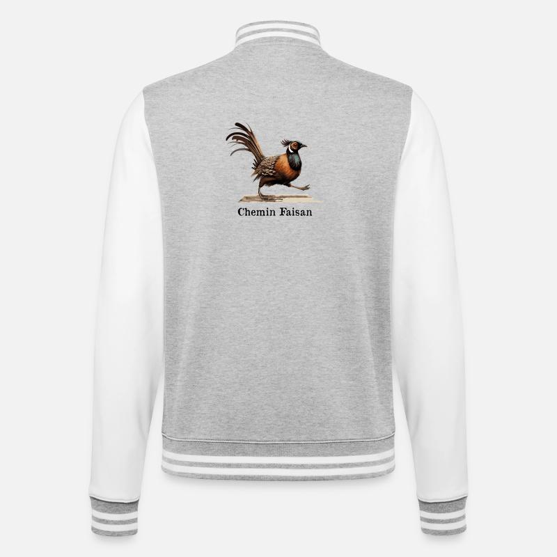 PHEASANT PATH! - College Sweat Jacket - heather grey/white