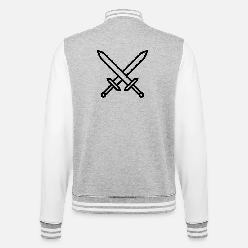 Gekreuzte Schwerter Mittelalterlicher Kampf - College-Sweatjacke - Grau meliert/Weiß