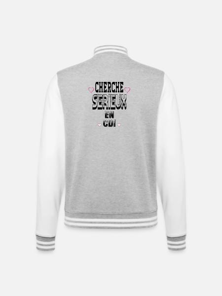 Cherche Sérieux en CDI - Veste Teddy - gris chiné / blanc