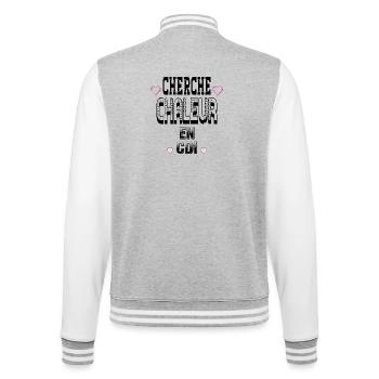 Cherche Chaleur en CDI - Veste Teddy - gris chiné / blanc - Dos - Marisol (170cm)