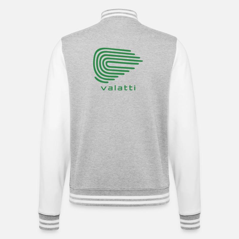 Valatti Green Wave Line Abstract - College-Sweatjacke - Grau meliert/Weiß