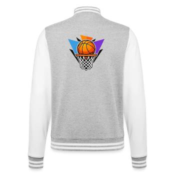 Basketball-Basketball-Basketball-Grafik-Dunk-Kunst - College-Sweatjacke - Grau meliert/Weiß - Hinten - Marisol (170cm)