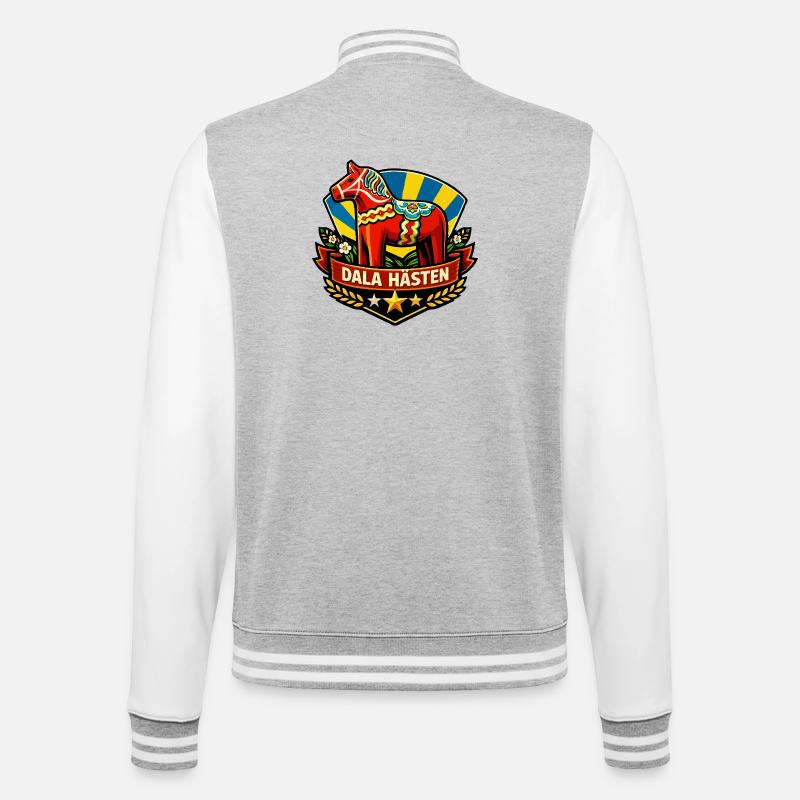 Dala hästen - College Sweat Jacket - heather grey/white