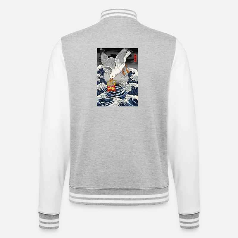 Seagulls Steals Chips Funny - College Sweat Jacket - heather grey/white