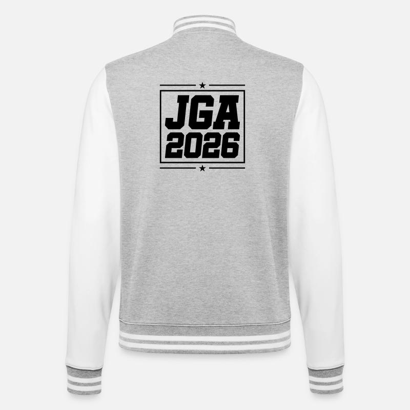 Jga 2026 Junggesellenabschied - College-Sweatjacke - Grau meliert/Weiß