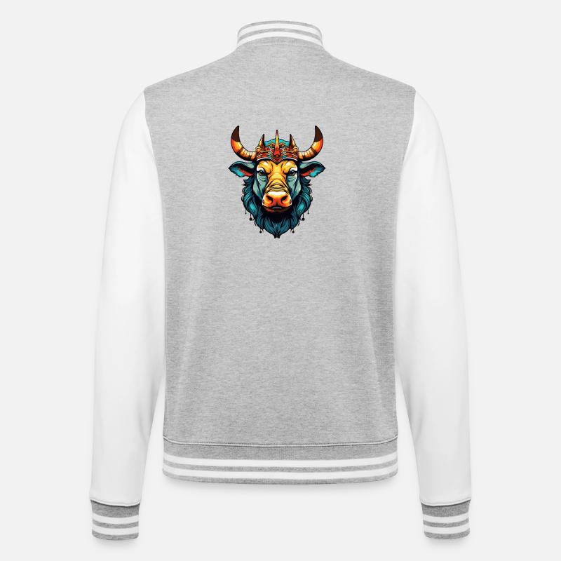 Stier Comic King - College-Sweatjacke - Grau meliert/Weiß