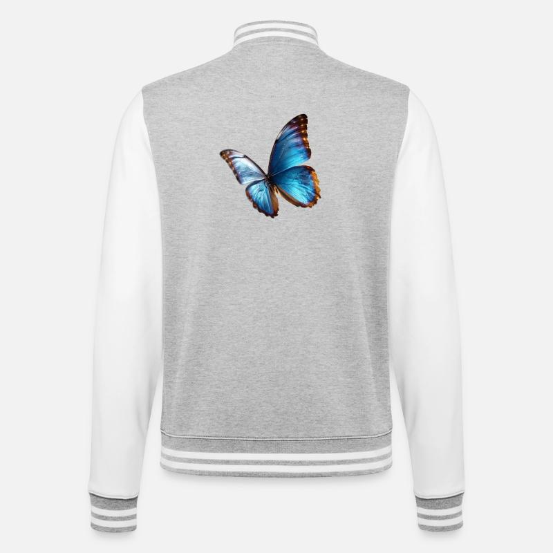 Art de la nature noble du papillon bleu vif - Veste Teddy - gris chiné / blanc
