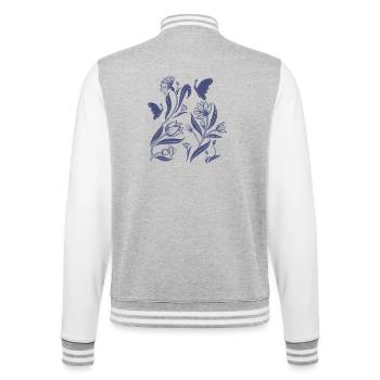 Motif floral bleu dans le style d’art populaire - Veste Teddy - gris chiné / blanc - Dos - Marisol (170cm)