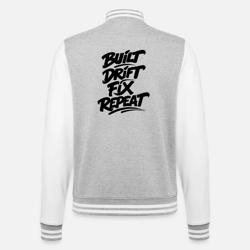 Built Drift Fix Repeat v2 - College-Sweatjacke - Grau meliert/Weiß