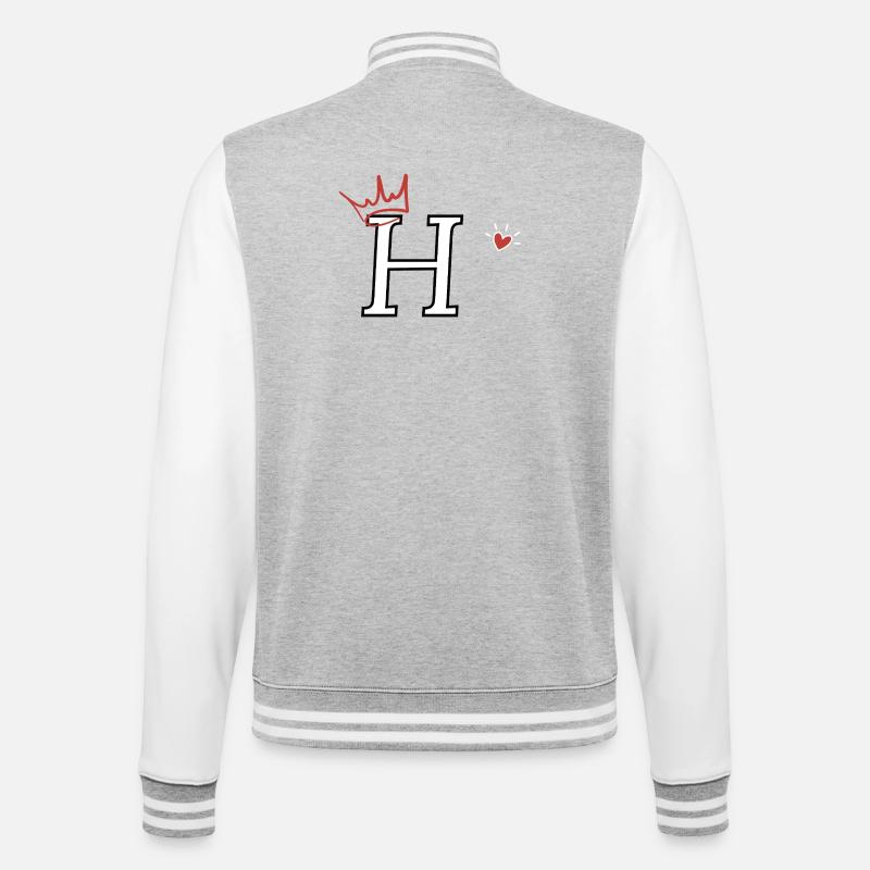 Buchstabe h Kronenherz - College-Sweatjacke - Grau meliert/Weiß
