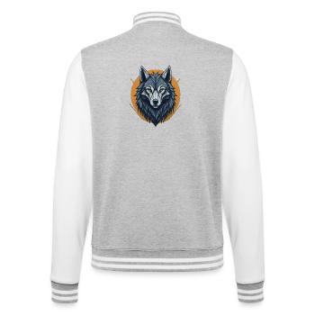 Mystic Wolf - College Sweat Jacket - heather grey/white - Back - Marisol (170cm)