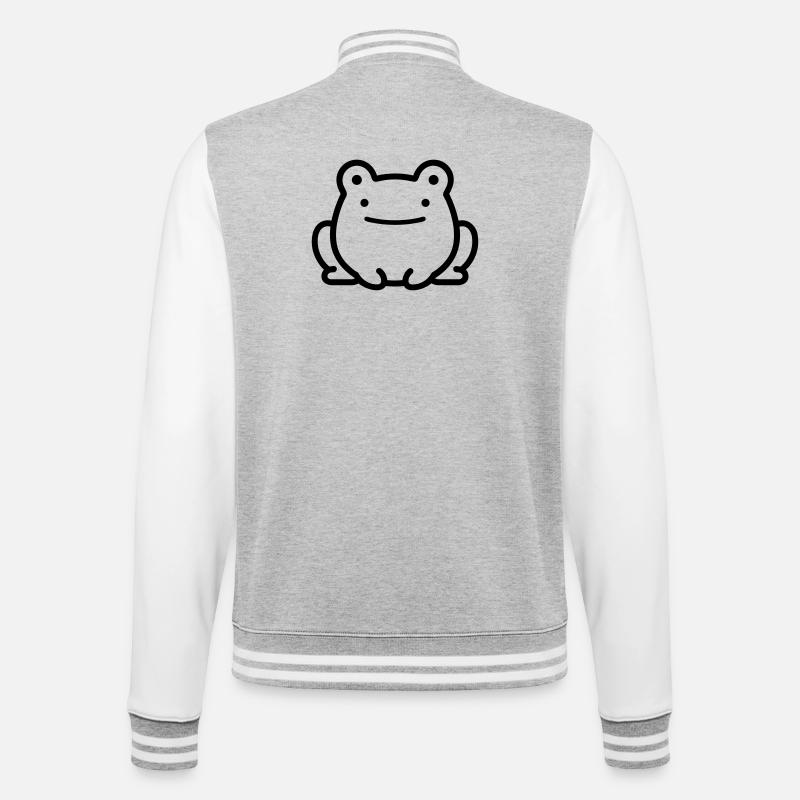 grenouille - Veste Teddy - gris chiné / blanc