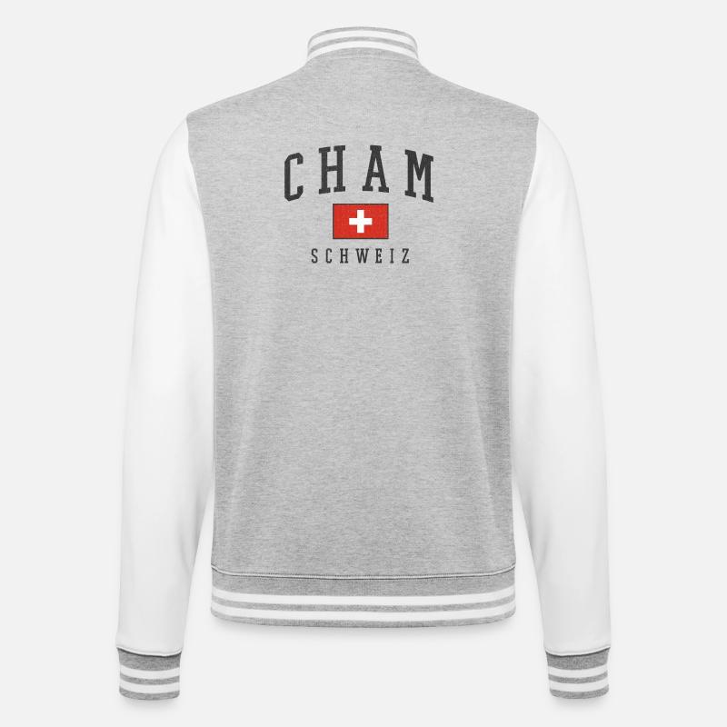 Style du drapeau suisse cham - Veste Teddy - gris chiné / blanc
