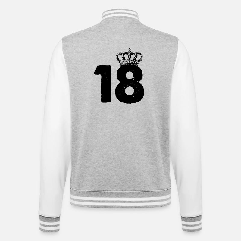 18 Krone - College-Sweatjacke - Grau meliert/Weiß