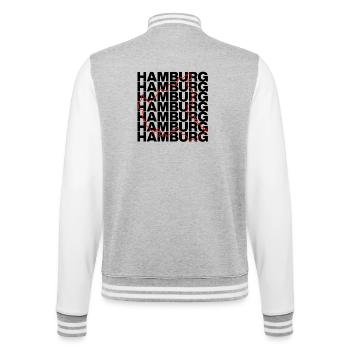 HAMBURG UMRISS, HAMBURGLIEBE HH MOIN - College-Sweatjacke - Grau meliert/Weiß - Hinten - Marisol (170cm)