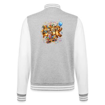 Funny Carnival Animals – Colorful Carnival Motif - College Sweat Jacket - heather grey/white - Back - Marisol (170cm)
