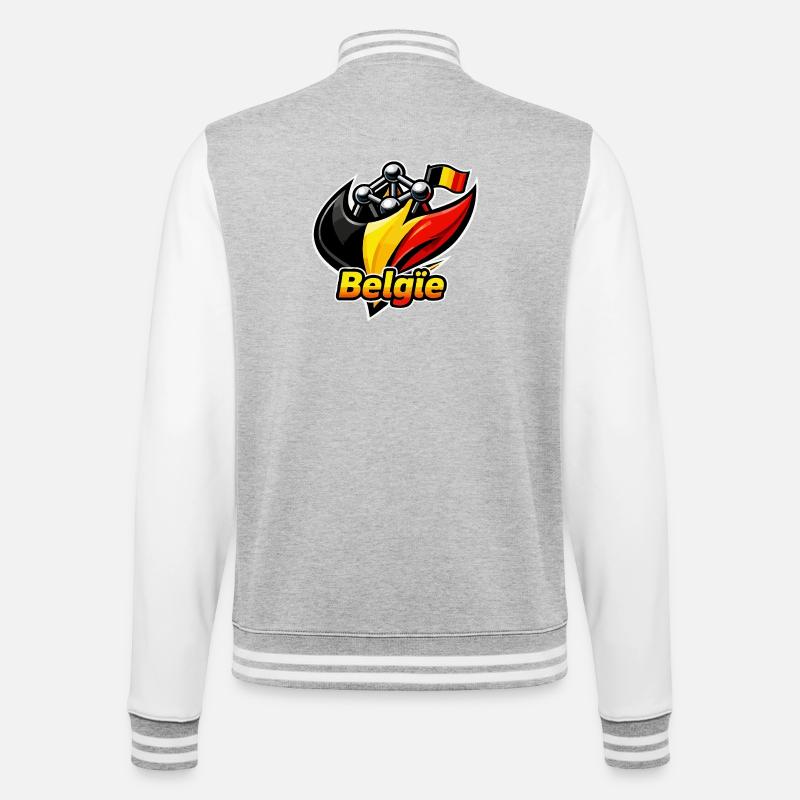 Belgiens Logo - College-Sweatjacke - Grau meliert/Weiß