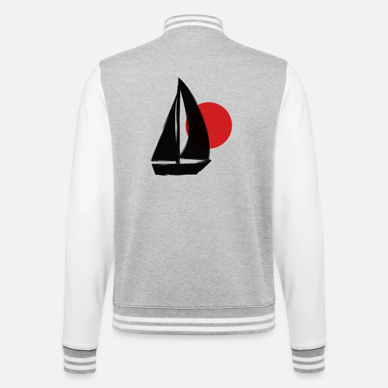 Bateau avant le coucher du soleil - Veste Teddy - gris chiné / blanc