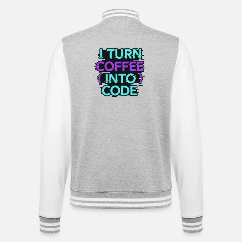I Turn Coffee Into Code - College Sweat Jacket - heather grey/white