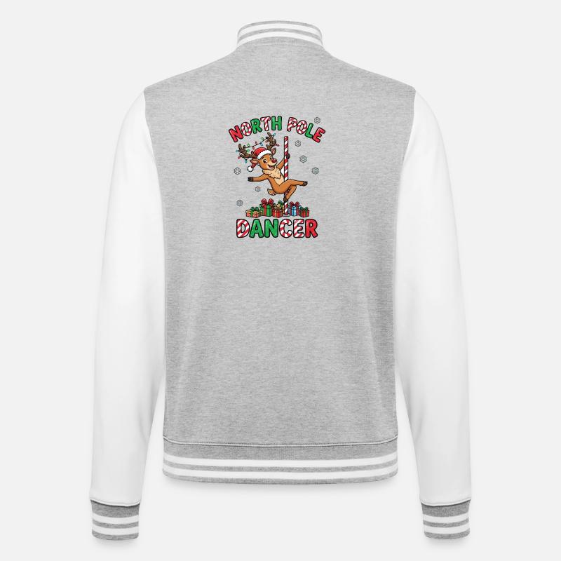 North Pole Dancer – Inappropriate Christmas for - College Sweat Jacket - heather grey/white