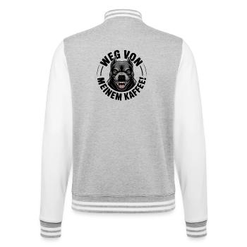 Wütender Hundekopf im Schwarz - College-Sweatjacke - Grau meliert/Weiß - Hinten - Marisol (170cm)