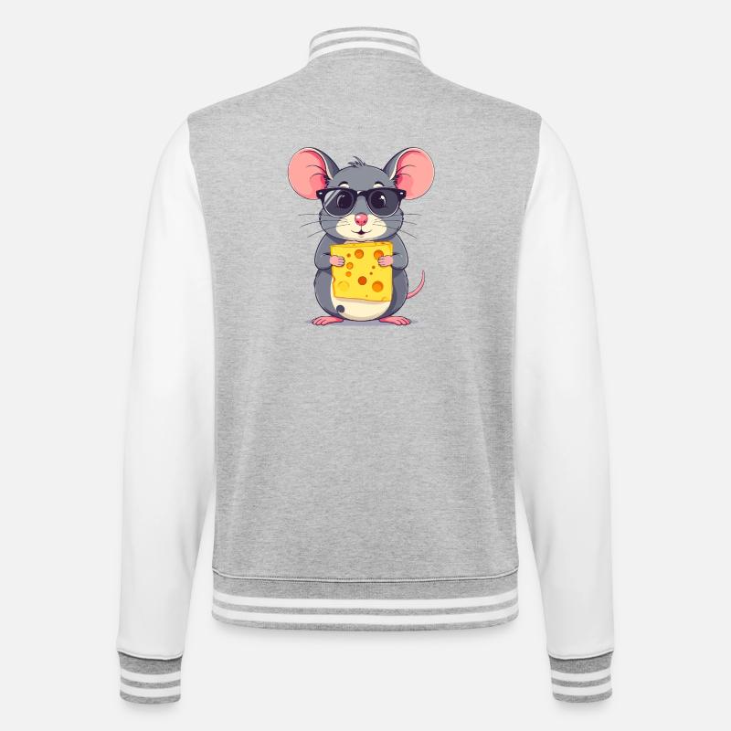 Cool Cheese Mouse with Sunglasses - College Sweat Jacket - heather grey/white