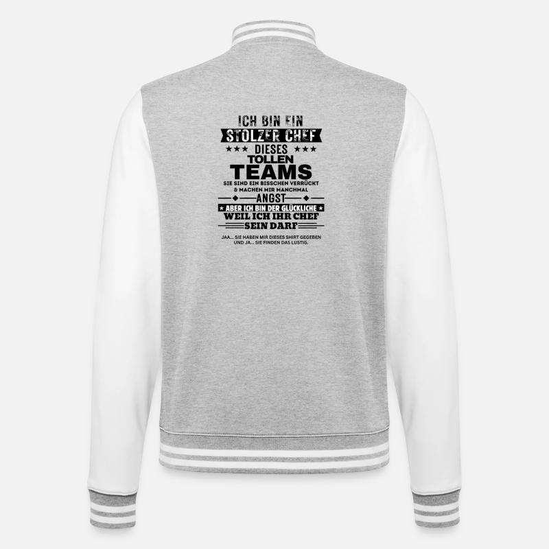 Stolzer Chef dieses tollen Teams - College-Sweatjacke - Grau meliert/Weiß