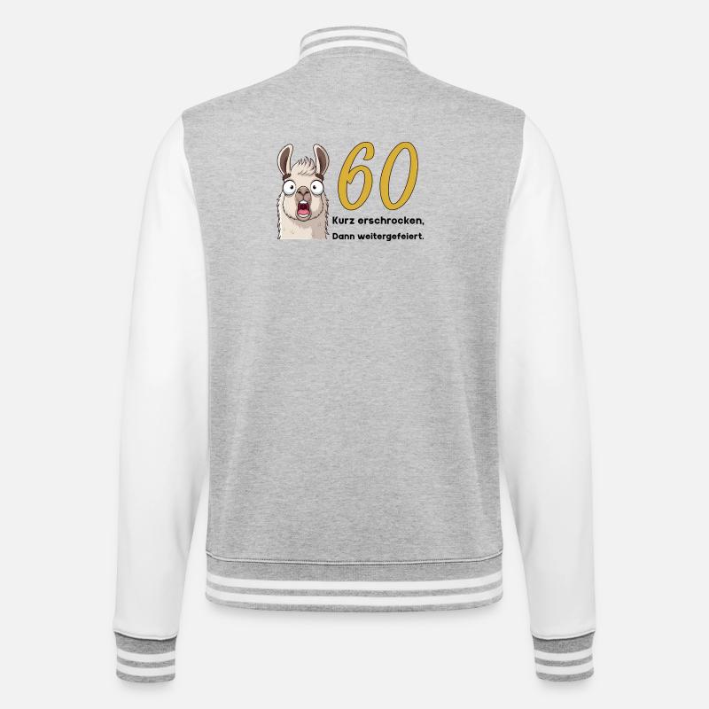 60e anniversaire – brièvement effrayé, puis célébré - Veste Teddy - gris chiné / blanc