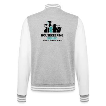 Lustiges Putzen Design - College-Sweatjacke - Grau meliert/Weiß - Hinten - Marisol (170cm)