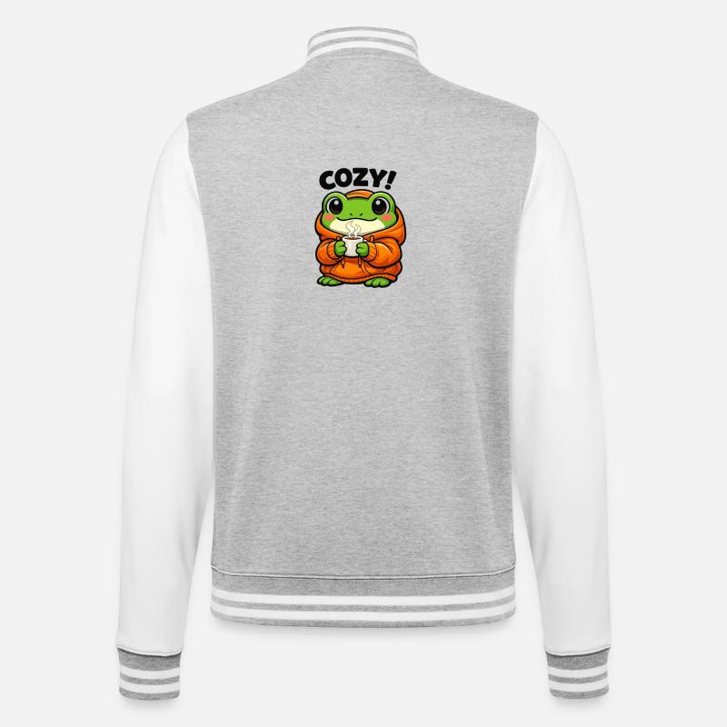 Sweat à capuche Pullover Grenouille Douillet - Veste Teddy - gris chiné / blanc