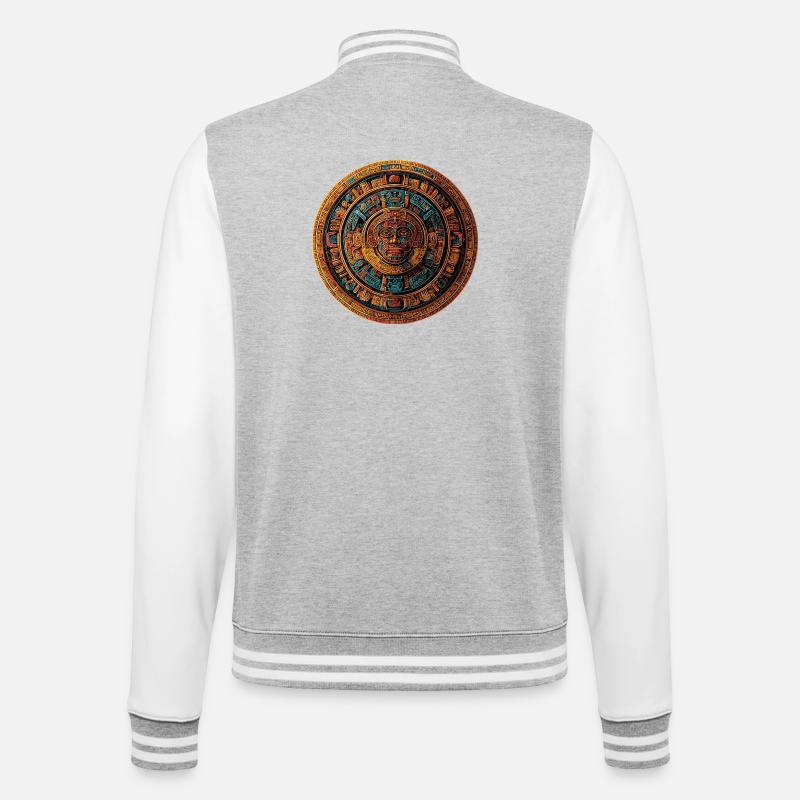 Mandala de Pierre de Soleil Aztèque - Veste Teddy - gris chiné / blanc