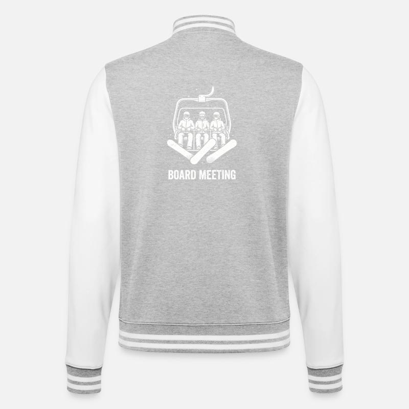 Vorstandssitzung Snowboard Sessellift Retro - College-Sweatjacke - Grau meliert/Weiß