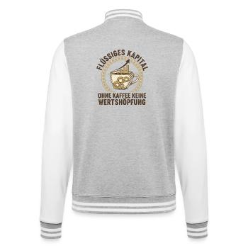 Liquid Capital Coffee - Humour de bureau - Veste Teddy - gris chiné / blanc - Dos - Marisol (170cm)