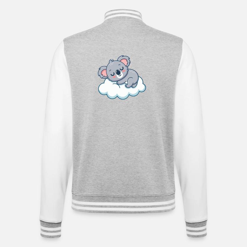 Traumhafter Koala auf der Wolke - College-Sweatjacke - Grau meliert/Weiß
