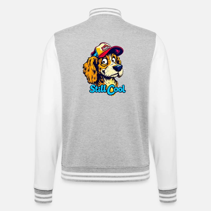 Maskottchen Still Cool Dog - College-Sweatjacke - Grau meliert/Weiß